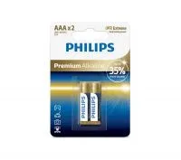 باتری نیم قلمی فیلیپس مدل Premium Alkaline LR03M2B/97 بسته 2 عددی