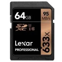 کارت حافظه SDXC لکسار مدل Professional کلاس 10 استاندارد UHS-I U3 سرعت 95MBps ظرفیت 64 گیگابایت