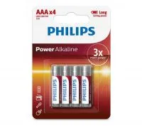 باتری نیم قلمی فیلیپس مدل Power Alkaline LR03P4B/97 بسته 4 عددی