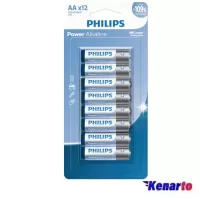 باتری قلمی فیلیپس مدل Power Alkaline LR6P128/40 بسته 12 عددی