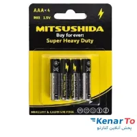 باتری نیم قلمی میتسوشیدا مدل Super heavy duty 1.5V بسته 4 عددی