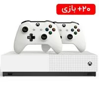 کنسول بازی مایکروسافت مدل Xbox One S ALL DIGITAL ظرفیت 1 ترابایت به همراه دو گیم پد و ۲۰ عدد بازی