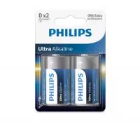 باتری بزرگ سایز D فیلیپس مدل Ultra Alkaline LR20E2B/97 بسته 2 عددی