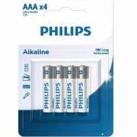 باتری نیم قلمی فیلیپس مدل Alkaline LR03A4B/40 بسته 4 عددی