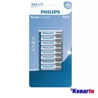 باتری نیم قلمی فیلیپس مدل Power Alkaline LR03P12B/40 بسته 12 عددی