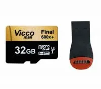 کارت حافظه microSDHC ویکومن مدل Extra 600X کلاس 10 استاندارد UHS-I U3 سرعت 90MBps ظرفیت 32 گیگابایت به همراه کارت ریدر