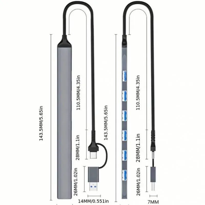 هاب 7 پورت USB-C پی نت مدل T-7602
