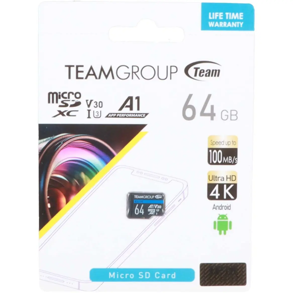 کارت حافظه microSDXC تیم گروپ مدل ELITE A1 V30 4K کلاس 10 استاندارد UHS-I U3 ظرفیت 64 گیگابایت
