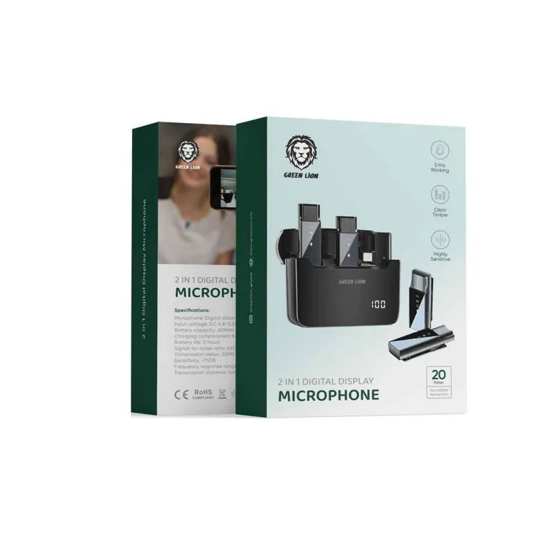 میکروفن یقه ای بی سیم گرین لاین مدل GN2IN1DDMLT 2in1