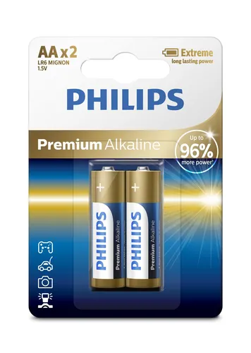 باتری قلمی فیلیپس مدل Premium Alkaline LR6M2B/97 بسته 2 عددی