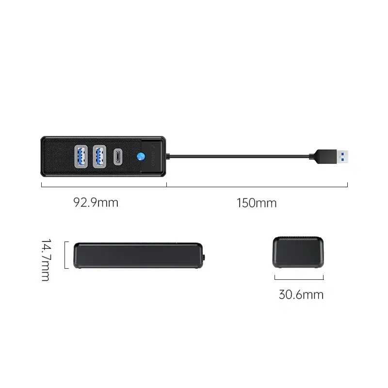 هاب 3 پورت USB3 اوریکو مدل PWC2U-U3-015-BK-EP USB3