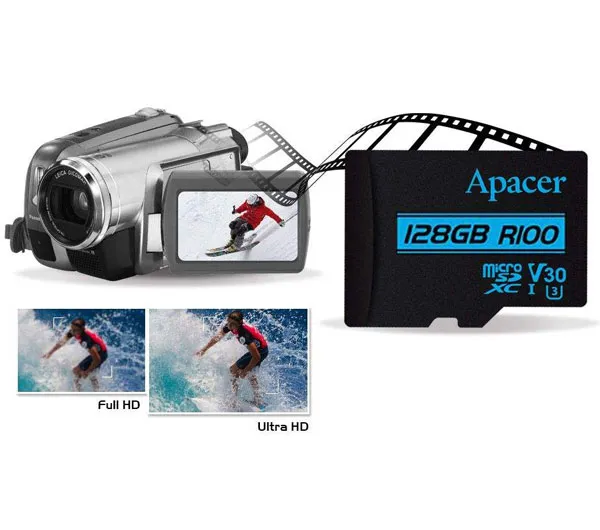 کارت حافظه microSDXC اپیسر مدل V30 کلاس 10 استاندارد UHS-I U3 سرعت 100MBps ظرفیت 128گیگابایت