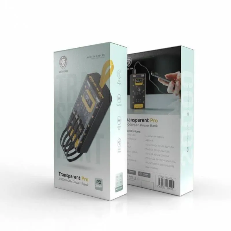 شارژر همراه گرین لاین مدل Transparent pro ظرفیت 20000 میلی آمپر ساعت