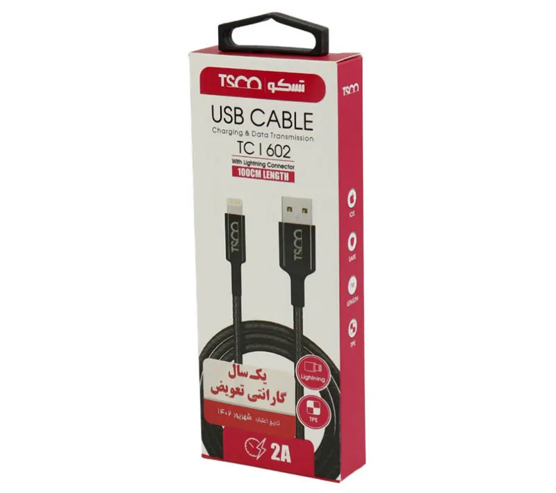 کابل تبدیل USB به Lightining تسکو مدل TC I602 طول 1 متر