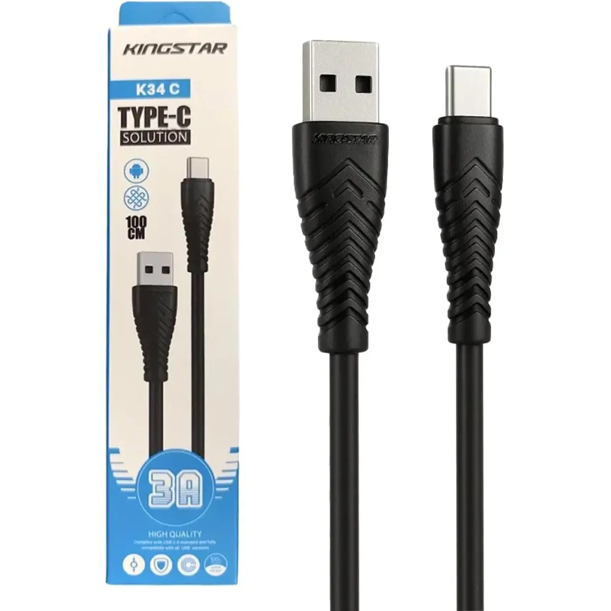 کابل تبدیل USB به USB-C کینگ استار مدل K34C 3A طول 1 متر