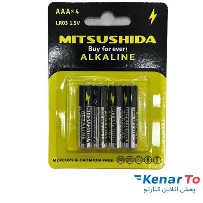 باتری نیم قلمی آلکالاین میتسوشیدا مدل Alkaline 1.5V بسته 4 عددی