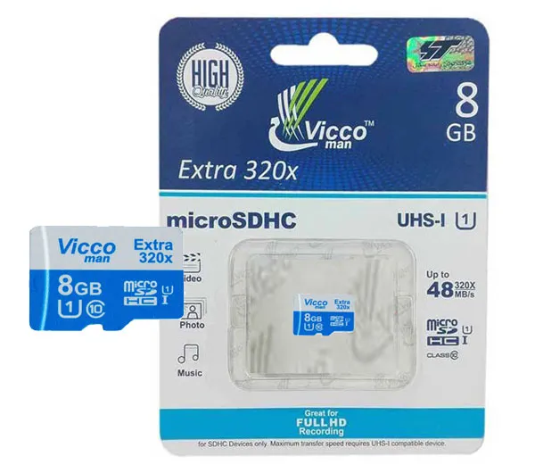 کارت حافظه microSDHC ویکومن مدل Extra 320x کلاس 10 استاندارد UHS-I U1 سرعت 48MBps ظرفیت 8 گیگابایت