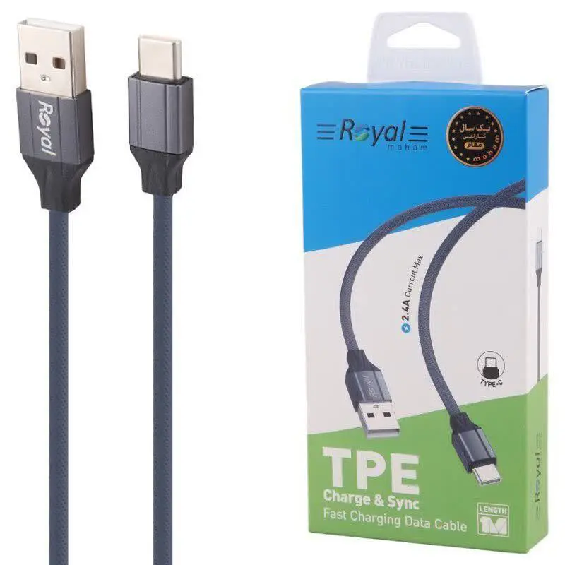 کابل تبدیل USB به Type-C رویال مدل RCC-128 طول 1 متر
