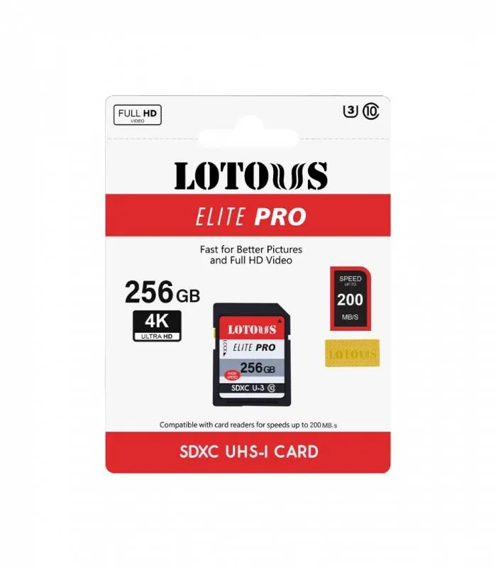 کارت حافظه SDXC لوتوس مدل Elite PRO کلاس 10 استاندارد UHS-I U3 سرعت 200MBs ظرفیت 256 گیگابایت