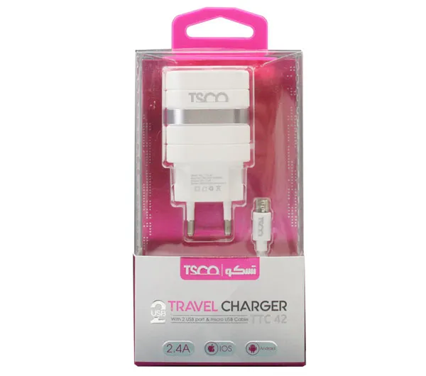 شارژر دیواری تسکو مدل TTC 42 با کابل MicroUSB
