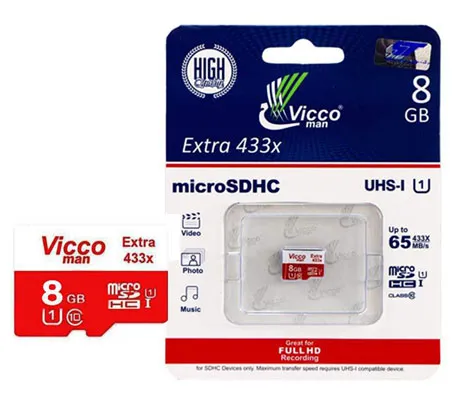 کارت حافظه microSDHC ویکومن مدل Extra 433X کلاس 10 استاندارد UHS-I سرعت 65MBps ظرفیت 8 گیگابایت