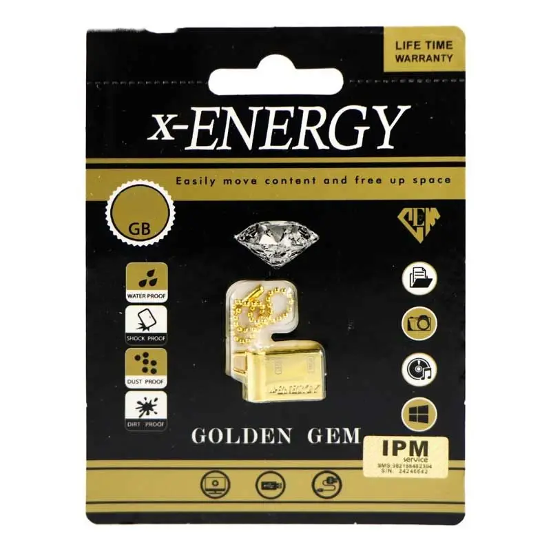 فلش مموری ایکس انرژی مدل Golden Gem USB2.0 ظرفیت 32 گیگابایت