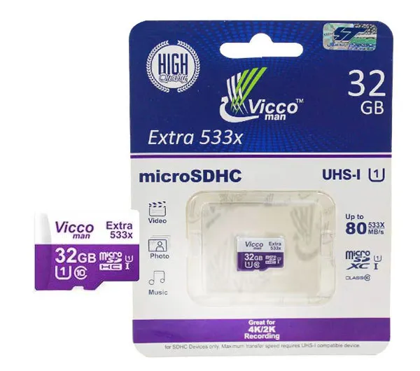 کارت حافظه microSDHC ویکومن مدل 533X کلاس 10 استاندارد UHS-I U1 سرعت 80MBps ظرفیت 32 گیگابایت