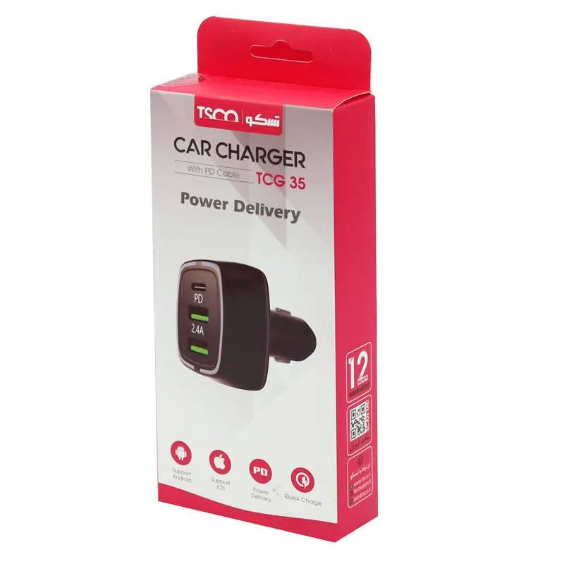 شارژر فندکی تسکو مدل TCG 35 3A 18W PD به همراه کابل MicroUSB