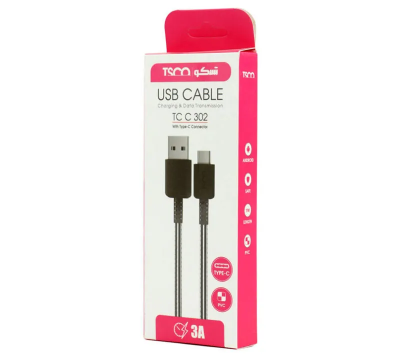 کابل تبدیل USB به Type-C تسکو مدل TC C302 طول 1 متر