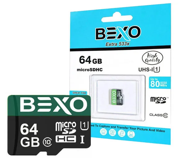 کارت حافظه MicroSDHC بکسو استاندارد UHS-I U1 سرعت 80MBps ظرفیت 64 گیگابایت