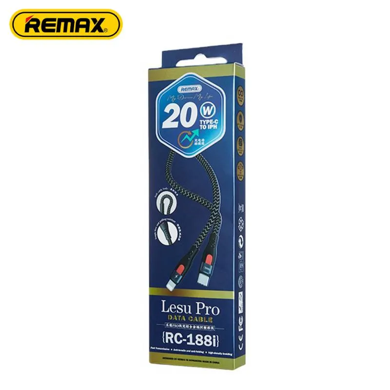 کابل تبدیل Type-C به Lightining ریمکس مدل RC-188i 20W طول 1 متر