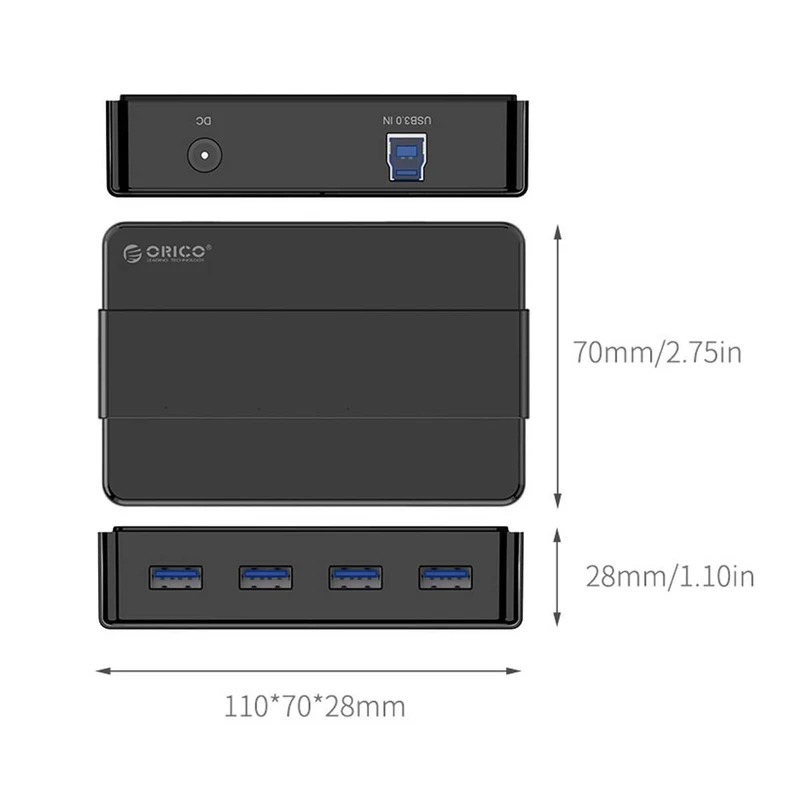 هاب 4 پورت USB3.0 اوریکو مدل H4928-U3-V1 با آداپتور