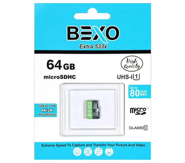 کارت حافظه MicroSDHC بکسو استاندارد UHS-I U1 سرعت 80MBps ظرفیت 64 گیگابایت