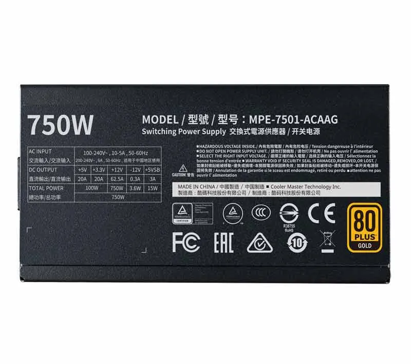 منبع تغذیه کامپیوتر کولر مستر مدل MWE GOLD 750 – V2 FULL MODULAR