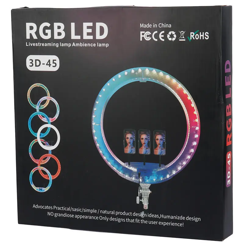 رینگ لایت 18 اینچی مدل 3D-45 RGB همراه پایه