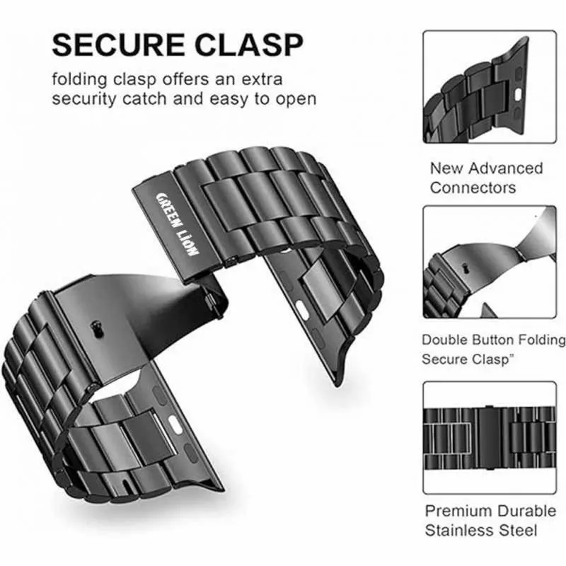 بند ساعت هوشمند گرین لاین مدل Link Stainless Steel مناسب برای اپل واچ 42/44/45/49 میلی متری