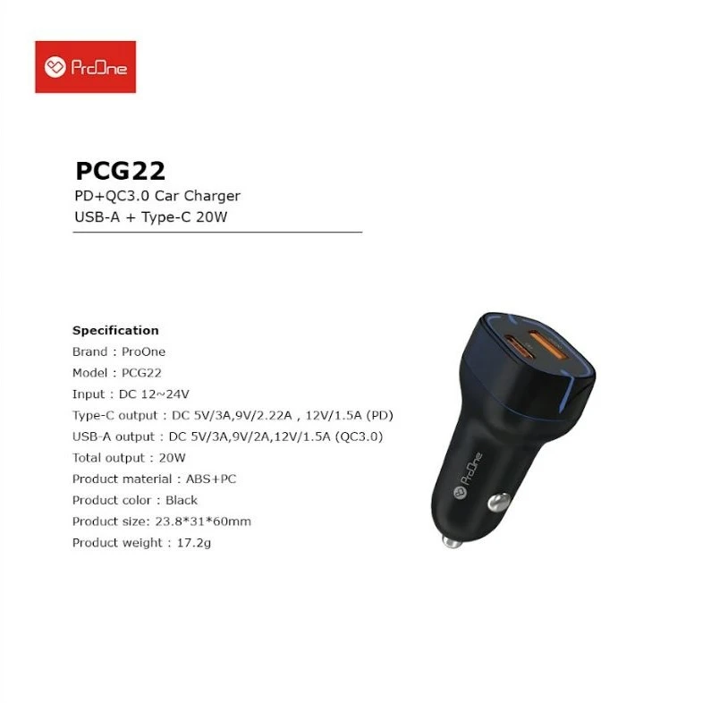 شارژر فندکی پرووان مدل PCG22 20W