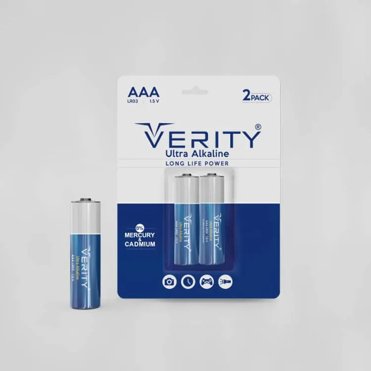 باتری نیم قلمی وریتی مدل Ultra Alkaline بسته 2 عددی