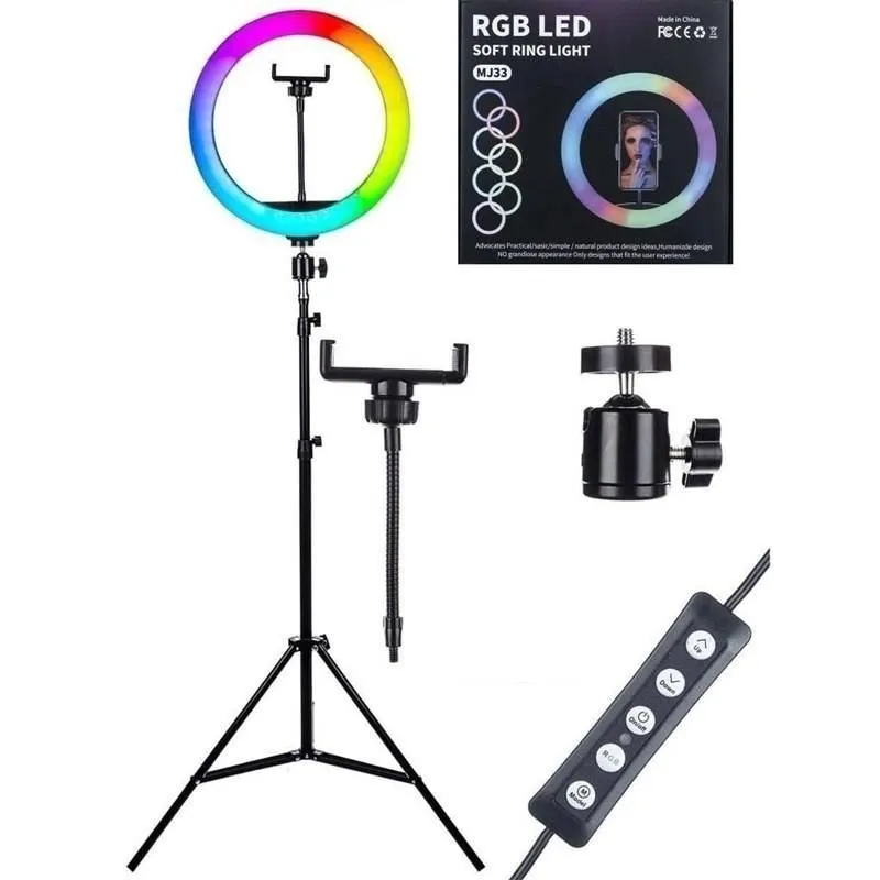 رینگ لایت 14 اینچی مدل MJ-36 RGB همراه پایه