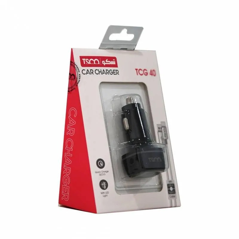 شارژر فندکی تسکو مدل TCG 40 18W به همراه کابل Type-C