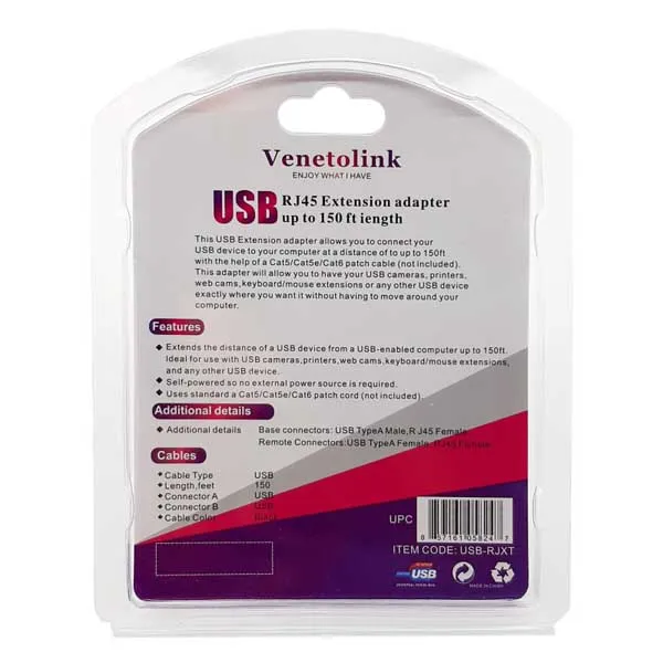 افزایش طول USB با کابل شبکه ونتولینک مدل RJXT تا 50 متر