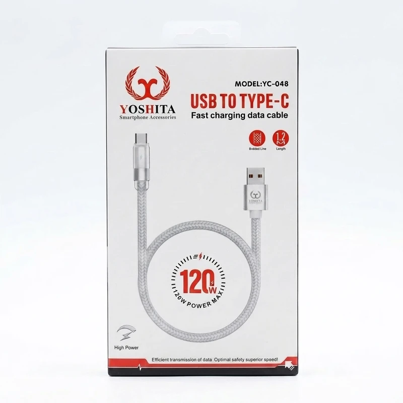 کابل تبدیل USB به USB-C یوشیتا مدل YC- 048 طول 1 متر