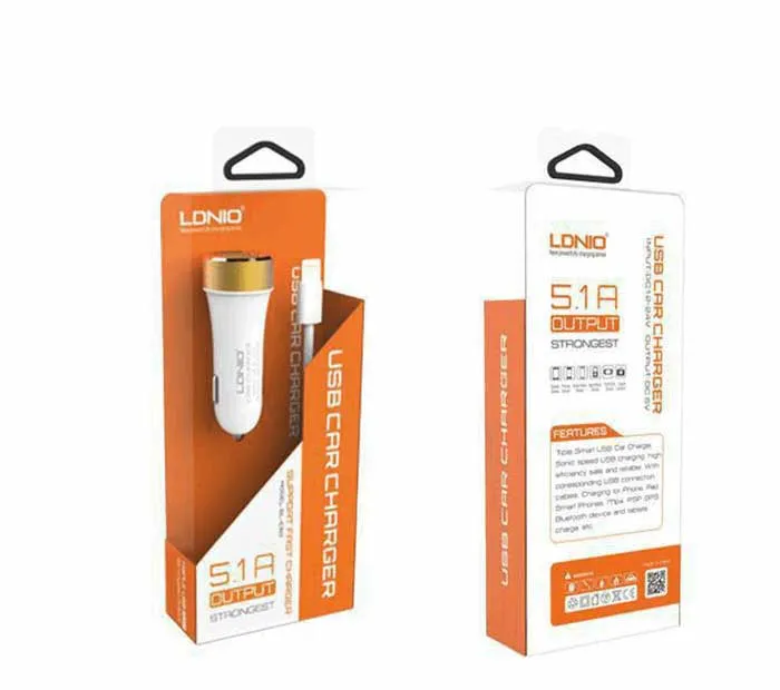 شارژر فندکی الدینیو مدل DL-C50 همراه با کابل