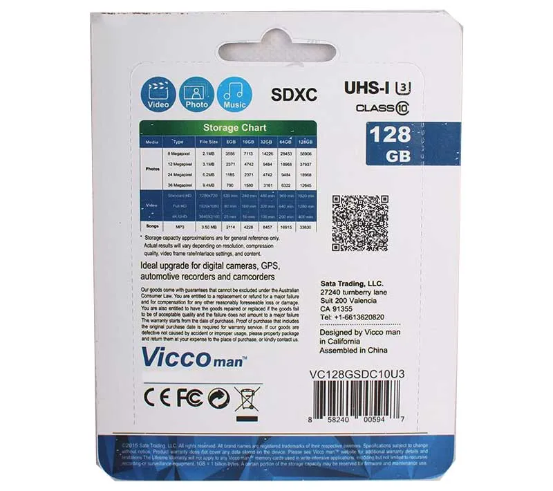 کارت حافظه SDXC ویکومن مدل Extra کلاس 10 استاندارد UHS-I سرعت90MB/S ظرفیت 128 گیگابایت