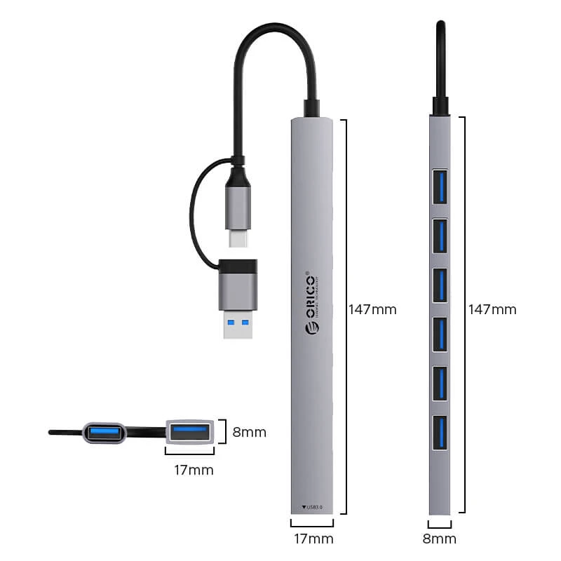 هاب 7 پورت TYPE-C+USB3.0 اوریکو مدل YSA2-U3