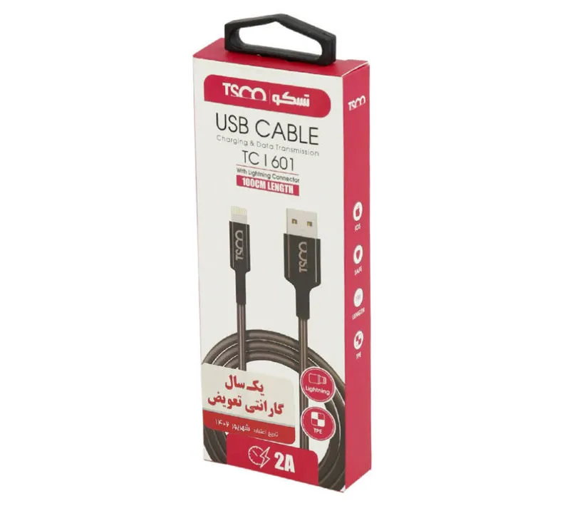 کابل تبدیل USB به Lightining تسکو مدل TC I601 طول 1 متر