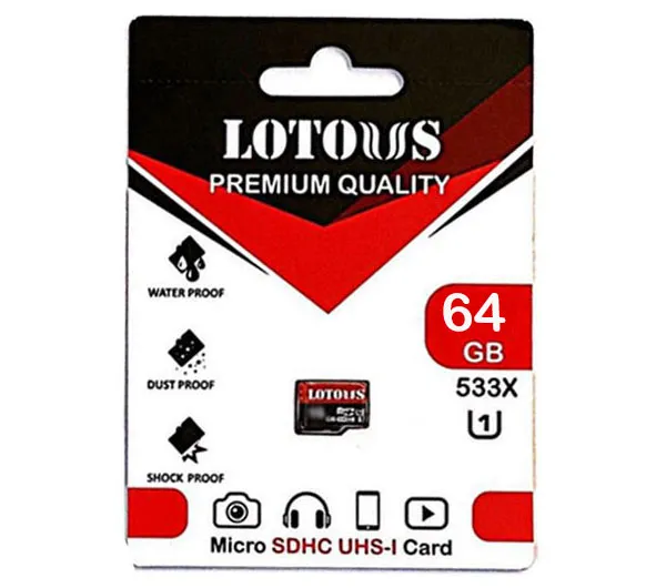 کارت حافظه microSDHC لوتوس استاندارد UHS-I U1 533X سرعت 80MBps ظرفیت 64 گیگابایت