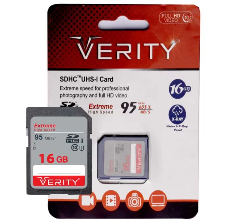 کارت حافظه SDHC وریتی کلاس 10 استاندارد UHS-I U1 سرعت 95MBps ظرفیت 16 گیگابایت