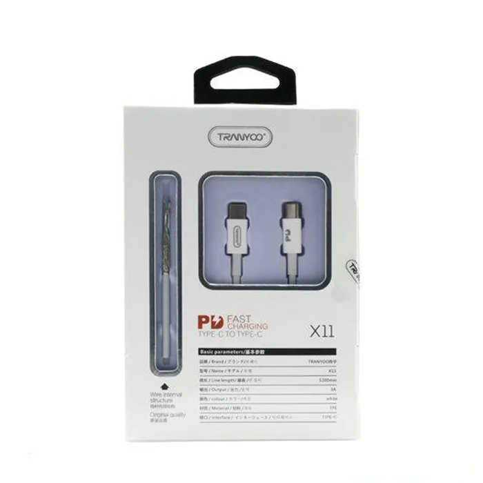 کابل تبدیل Type-C PD به Type-C ترانیو مدل X11 65W طول 1.2 متر