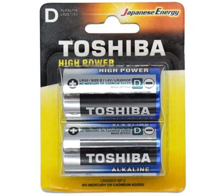 باتری سایز بزرگ D آلکالاین توشیبا مدل High Power بسته 2 عددی